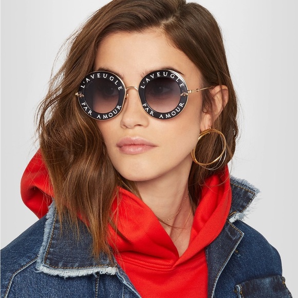 Gucci Accessories - Gucci L'Aveugle Par Amour UV Protection Round Sunglasses